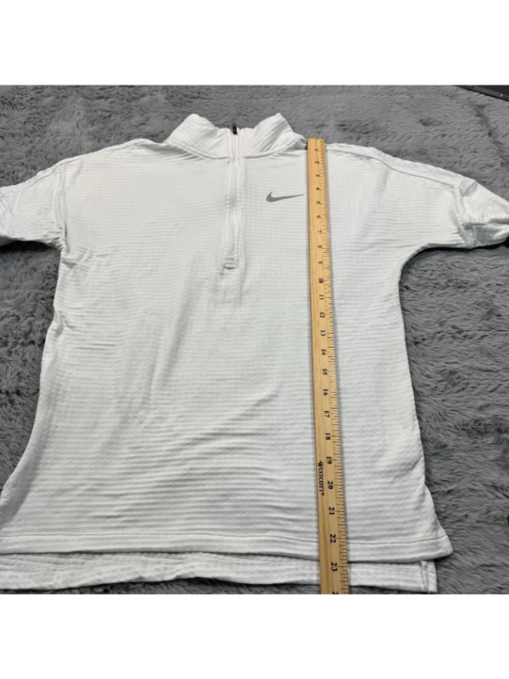 Nike Dri-Fit Shirt Womens XS White Polyester Waffle Knit Performance Golf Sports